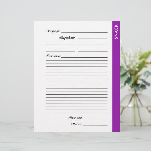 Lila SNACK 2-seitige Rezeptseiten (Stehend Vorderseite)
