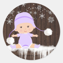 Lila Snowflake Baby Shower Stickers