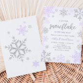 Lila Snowflake Babydusche Einladung