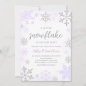 Lila Snowflake Babydusche Einladung (Vorderseite)