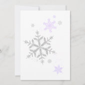 Lila Snowflake Babydusche Einladung (Rückseite)