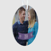 Lila Snowflake Banner Foto Ornament (Vorderseite)