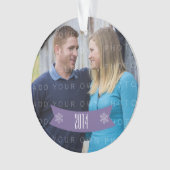 Lila Snowflake Banner Foto Ornament (Vorderseite)