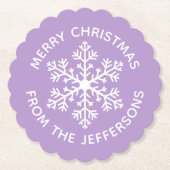 Lila Snowflake Paper-Untersetzer Untersetzer (Vorderseite)