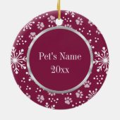 Lila Snowflake-Paw-Muster Pet Foto Keramik Ornament (Hinten)