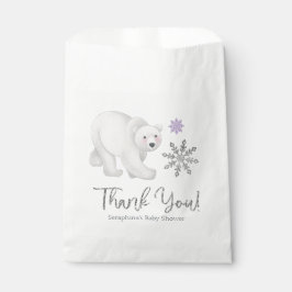 Lila Snowflake Polar Bear Baby Dusche Vielen Dank Geschenktütchen