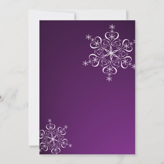 Lila Snowflake Probe Dinner Einladung (Rückseite)
