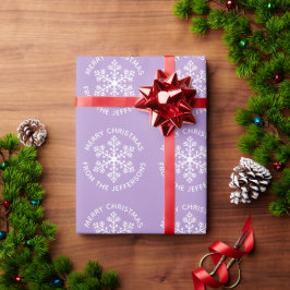 Lila Snowflake Weihnachts-Wrapper Geschenkpapier