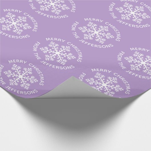 Lila Snowflake Weihnachts-Wrapper Geschenkpapier (Ecke)