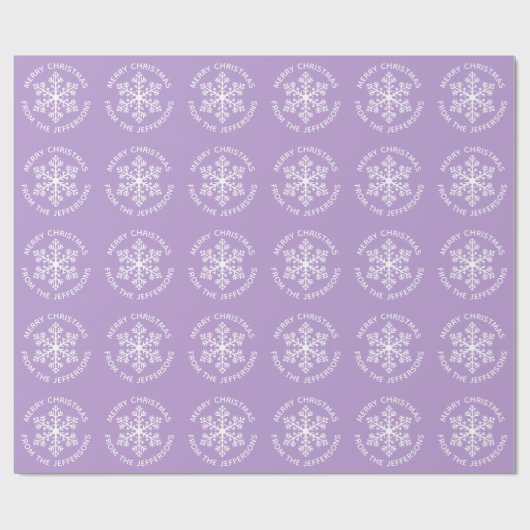 Lila Snowflake Weihnachts-Wrapper Geschenkpapier (Flach)