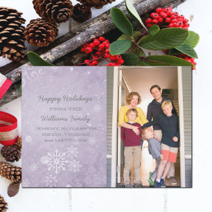 Lila Snowflake Wirbel Foto Ferienwohnung Flat Card Feiertagskarte