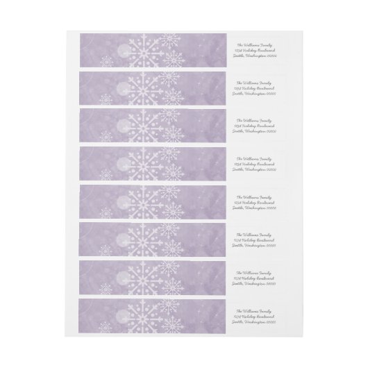 Lila Snowflake-Wirbel - Holiday Address Labels (Bogen)