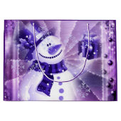 Lila Snowman in der Winter-Szene Große Geschenktüte (Vorderseite)