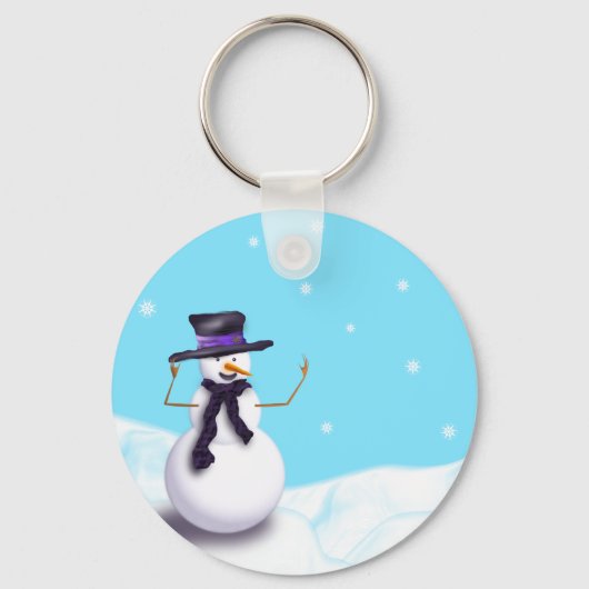 Lila Snowman Schlüsselanhänger (Vorderseite)