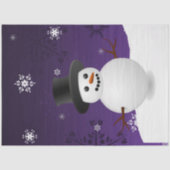 Lila Snowman Winter Scene Weihnachtszettel Seidenpapier (Vorderseite)