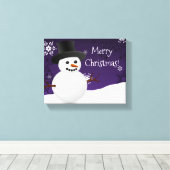 Lila Snowman Winter Szene Weihnachtsleinwand Print Leinwanddruck (Insitu (Holzboden))