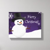 Lila Snowman Winter Szene Weihnachtsleinwand Print Leinwanddruck (Vorderseite)