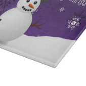 Lila Snowman Winter Weihnachtsschneider Schneidebrett (Ecke)