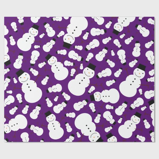 Lila Snowmen Geschenkpapier (Flach)
