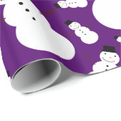 Lila Snowmen Geschenkpapier (Rolleneckpunkt)