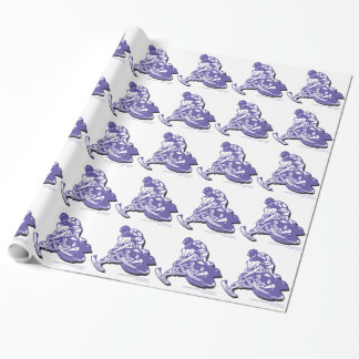Lila Snowmobiler Geschenkpapier
