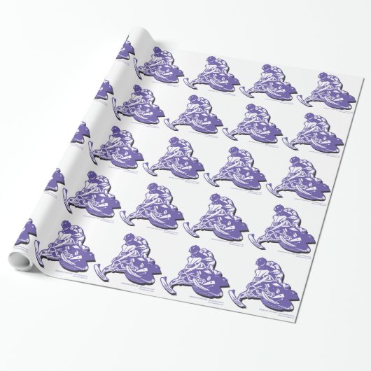 Lila Snowmobiler Geschenkpapier (Ungerollt)