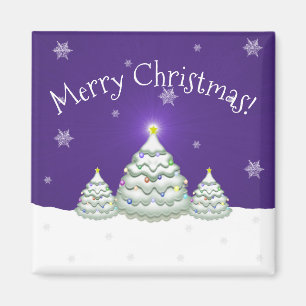 Lila Snowy Christmas Tree Magnet