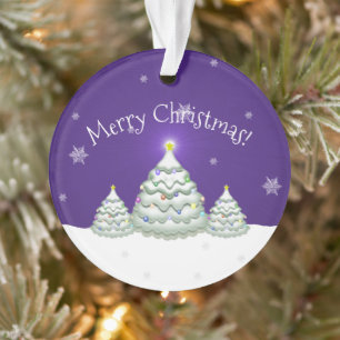Lila Snowy Christmas Tree Ornament