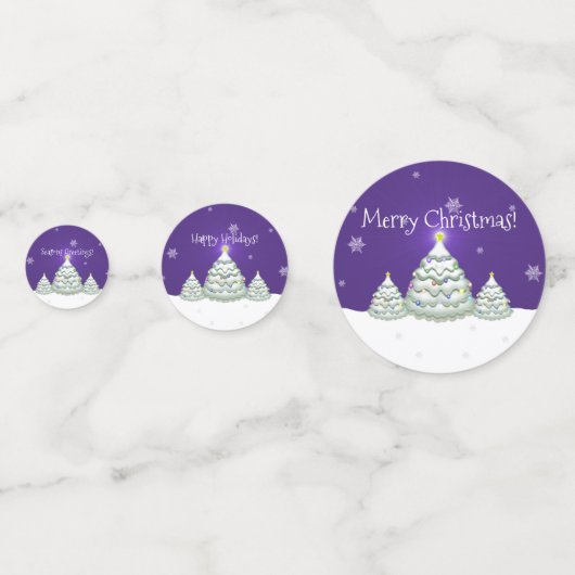 Lila Snowy Christmas Tree Table Confetti Konfetti (Rückseiten)