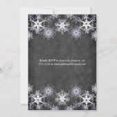 Lila Snowy-Tafel-Art-Hochzeits-Einladung Einladung (Rückseite)
