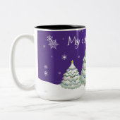 Lila Snowy Weihnachtsbaum Tasse (Links)