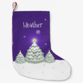 Lila Snowy Weihnachtsbaum Weihnachtsbaum Strumpf Kleiner Weihnachtsstrumpf (Vorderseite)