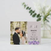 lila Soft Grau und Schwarz Foto Vielen Dank Postkarte (Stehend Vorderseite)