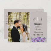 lila Soft Grau und Schwarz Foto Vielen Dank Postkarte (Vorne/Hinten)