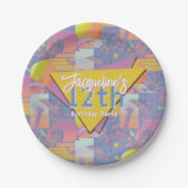 Lila Sommer Vaporwave Sunset Geburtstag Pappteller (Vorderseite)