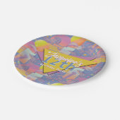 Lila Sommer Vaporwave Sunset Geburtstag Pappteller (Schrägansicht)