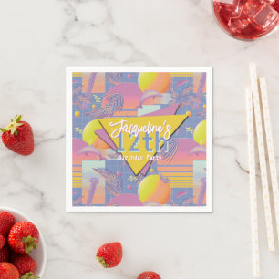 Lila Sommer Vaporwave Sunset Geburtstag Serviette