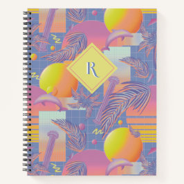 Lila Sommersonnenuntergang und Palmen Notizblock