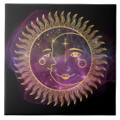 Lila Sonne und Mond Fliese (Vorderseite)