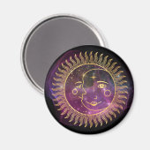Lila Sonne und Mond Magnet (Vorderseite/Rückseite)