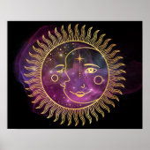Lila Sonne und Mond Poster (Vorne)