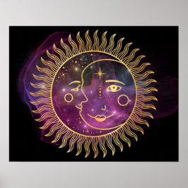 Lila Sonne und Mond Poster