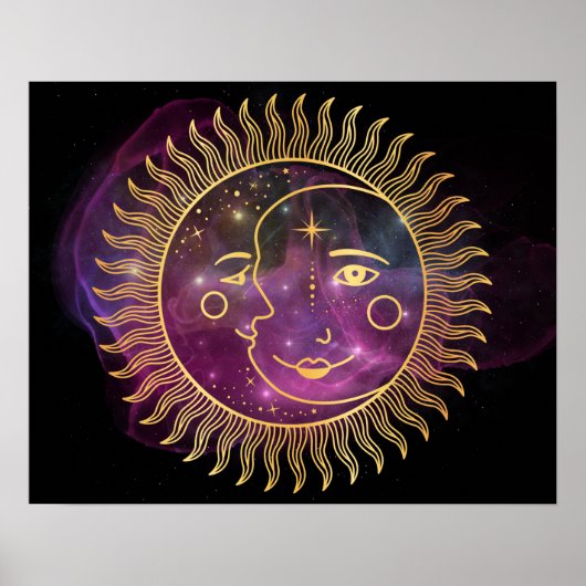 Lila Sonne und Mond Poster (Vorne)