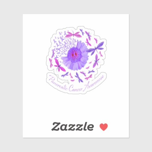 Lila Sonnenblume Bauchspeicheldrüsenkrebs-Software Aufkleber (Blatt)