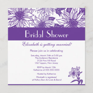 Lila Sonnenblume Bridal Dusche Einladung