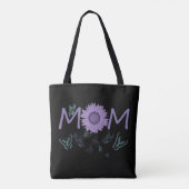 Lila Sonnenblume MAMA | Tasche der Aquarellbutterf (Rückseite)