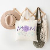 Lila Sonnenblume MAMA | Wasserfarbenschmetterlinge Jumbo Stoffbeutel