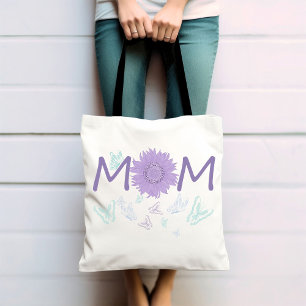 Lila Sonnenblume MAMA Wasserfarbenschmetterlinge Tasche