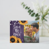 Lila Sonnenblumen Foto Save the Date Postkarte (Stehend Vorderseite)