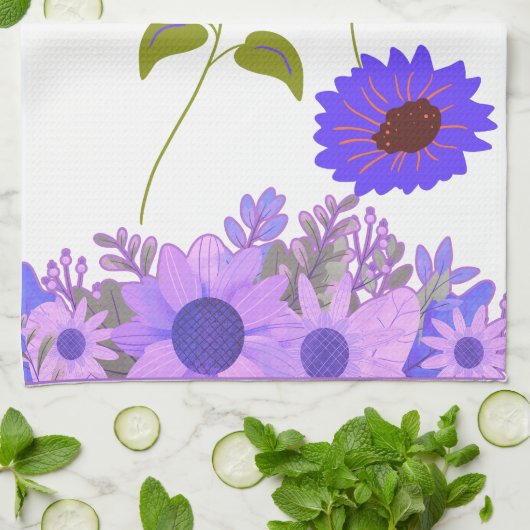 lila Sonnenblumen Geschirrtuch (Gefaltet)